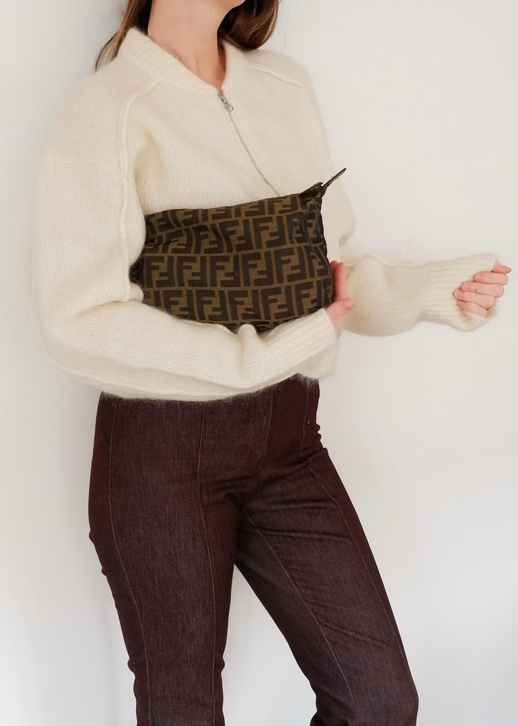 Authentic Preowned Vintage Fendi Brown Zucca Pouch