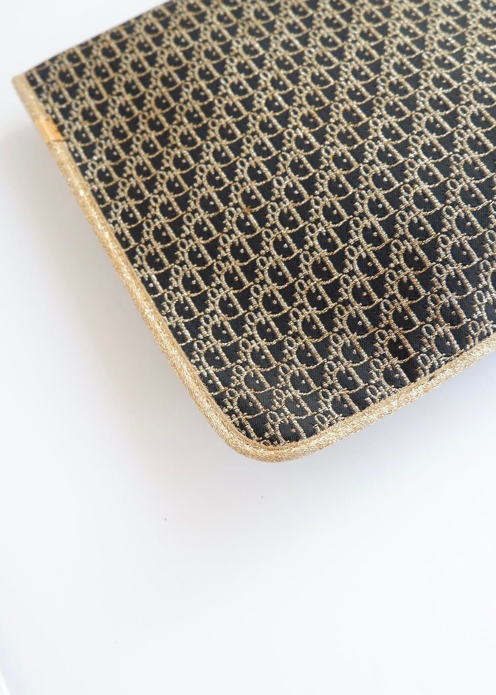 Preowned Vintage Christian Dior Navy/ Gold Fabric Pouch