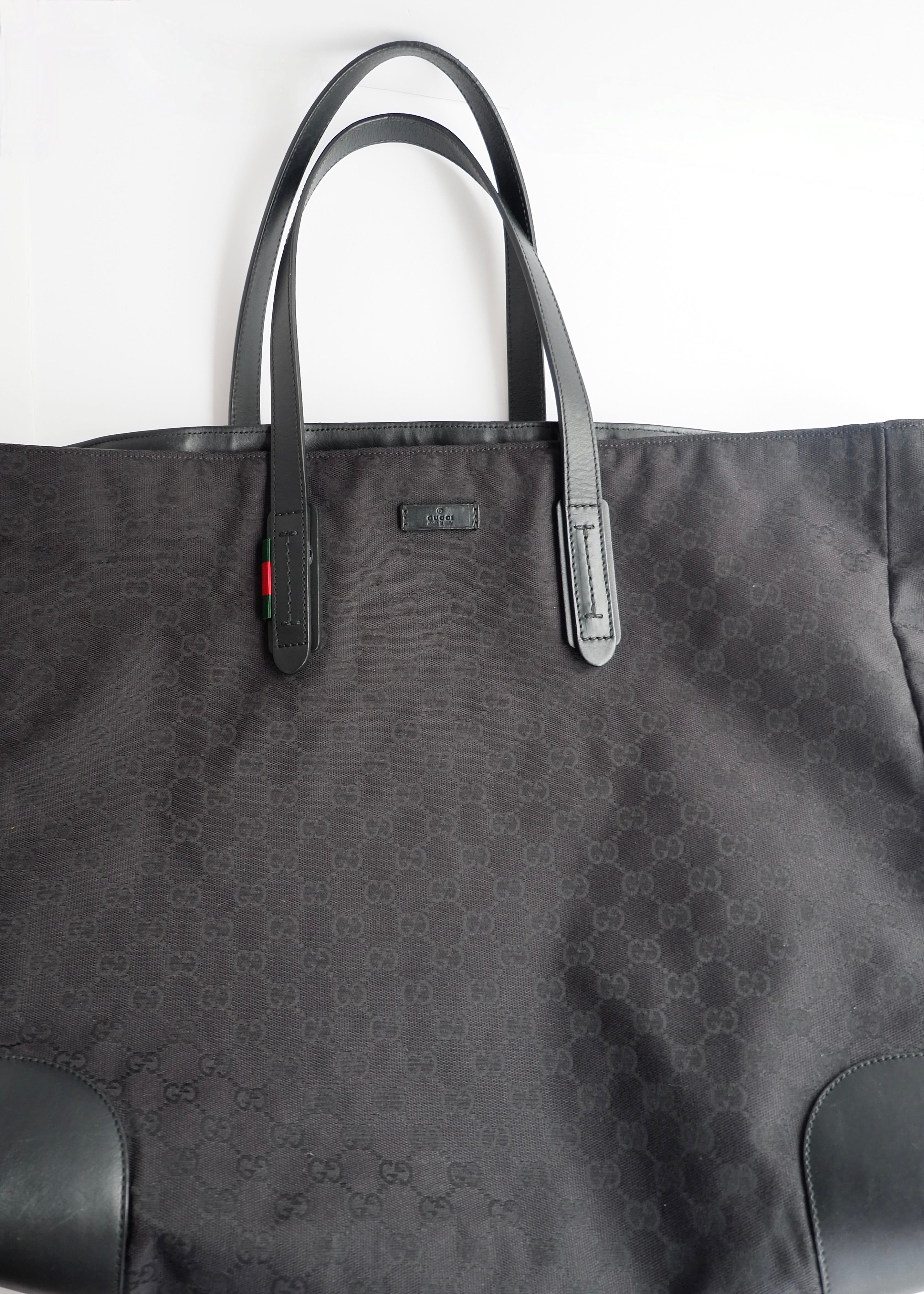 Authentic Preowned Gucci Black GG Canvas Extra Large Shoulder Tote