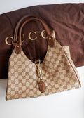 Preowned Gucci Brown GG Canvas Bardot Shoulder Bag