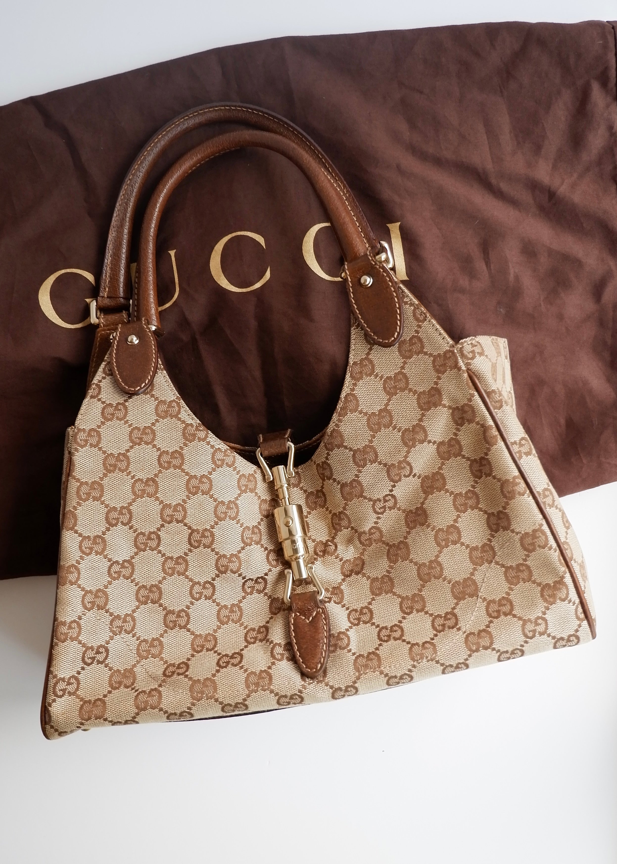 Preowned Gucci Brown GG Canvas Bardot Shoulder Bag