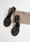 Sandales à talons Bottega Veneta en cuir marron, authentiques et d'occasion - 38