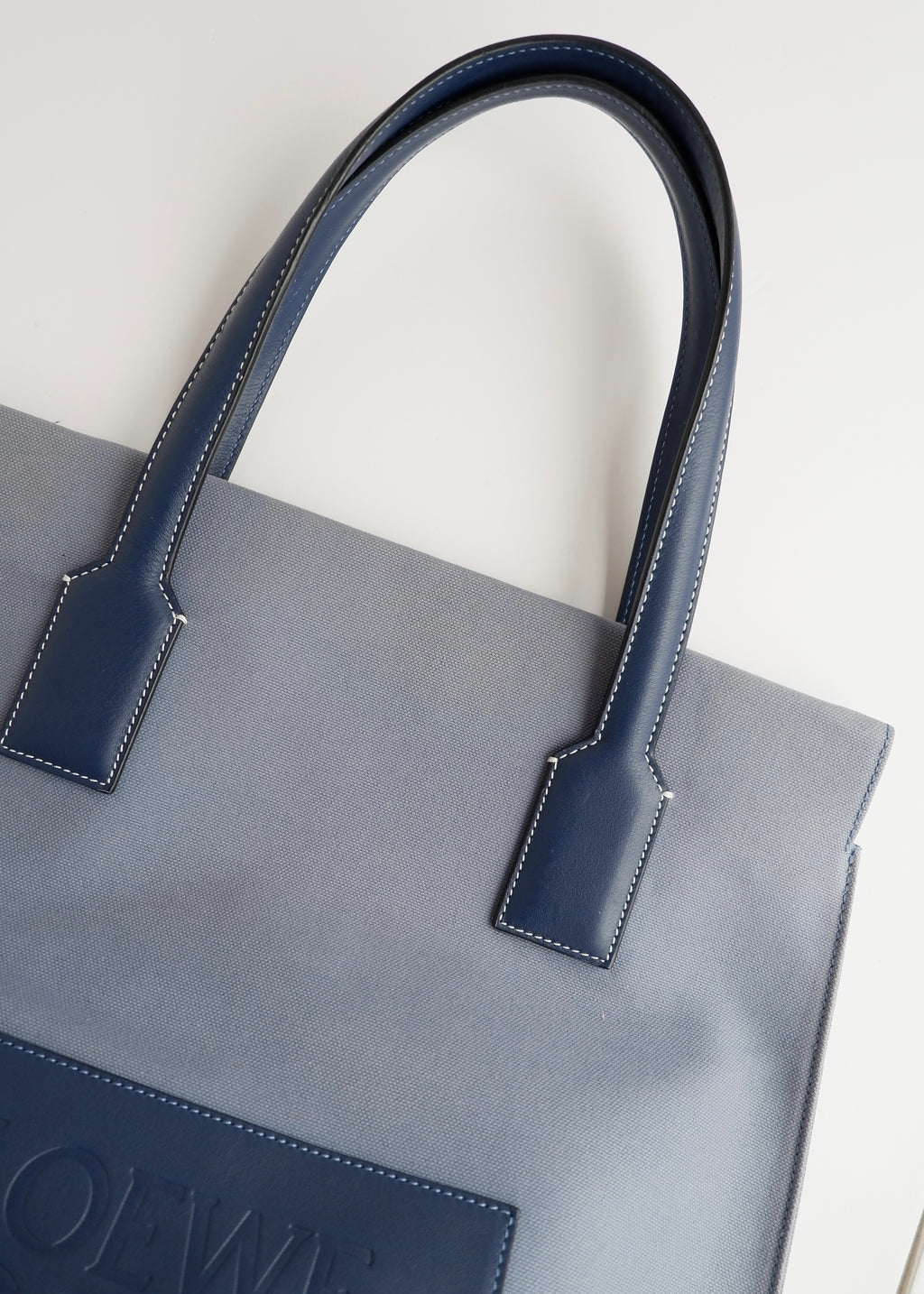 Authentic Preowned Loewe Blue Canvas/Leather Tote Bag