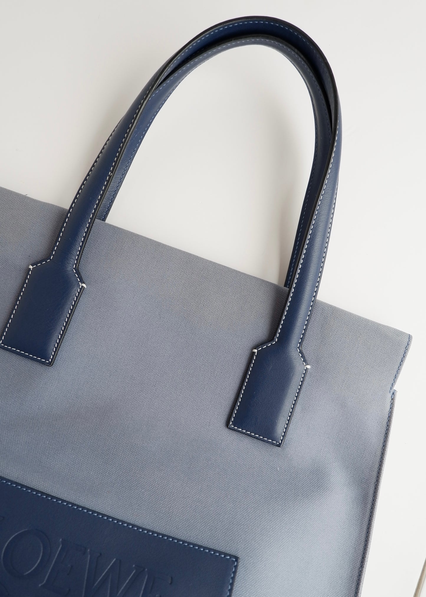 Authentic Preowned Loewe Blue Canvas/Leather Tote Bag