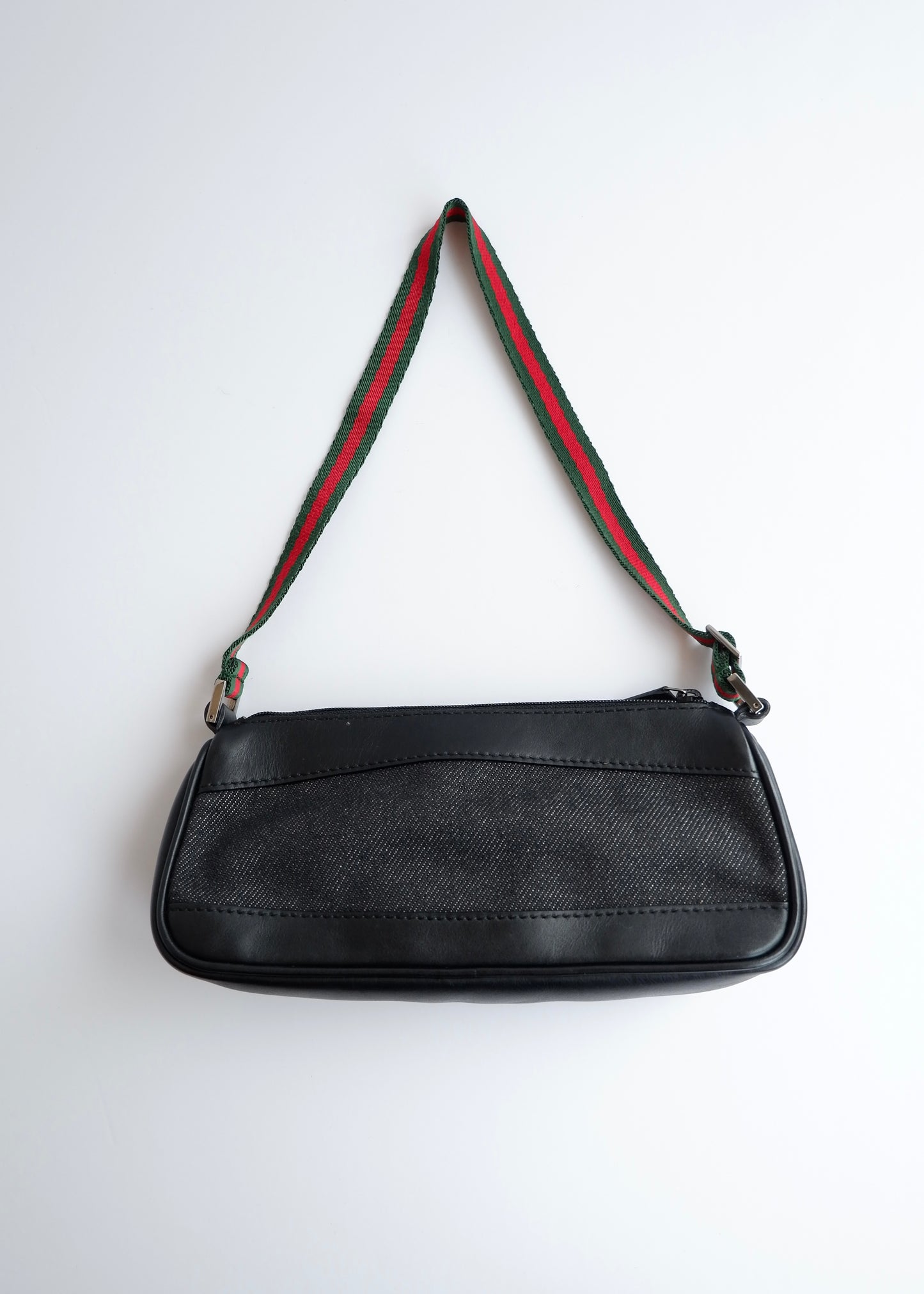 Authentic Preowned Gucci Black Denim/ Leather Sherry Line Micro Shoulder Bag