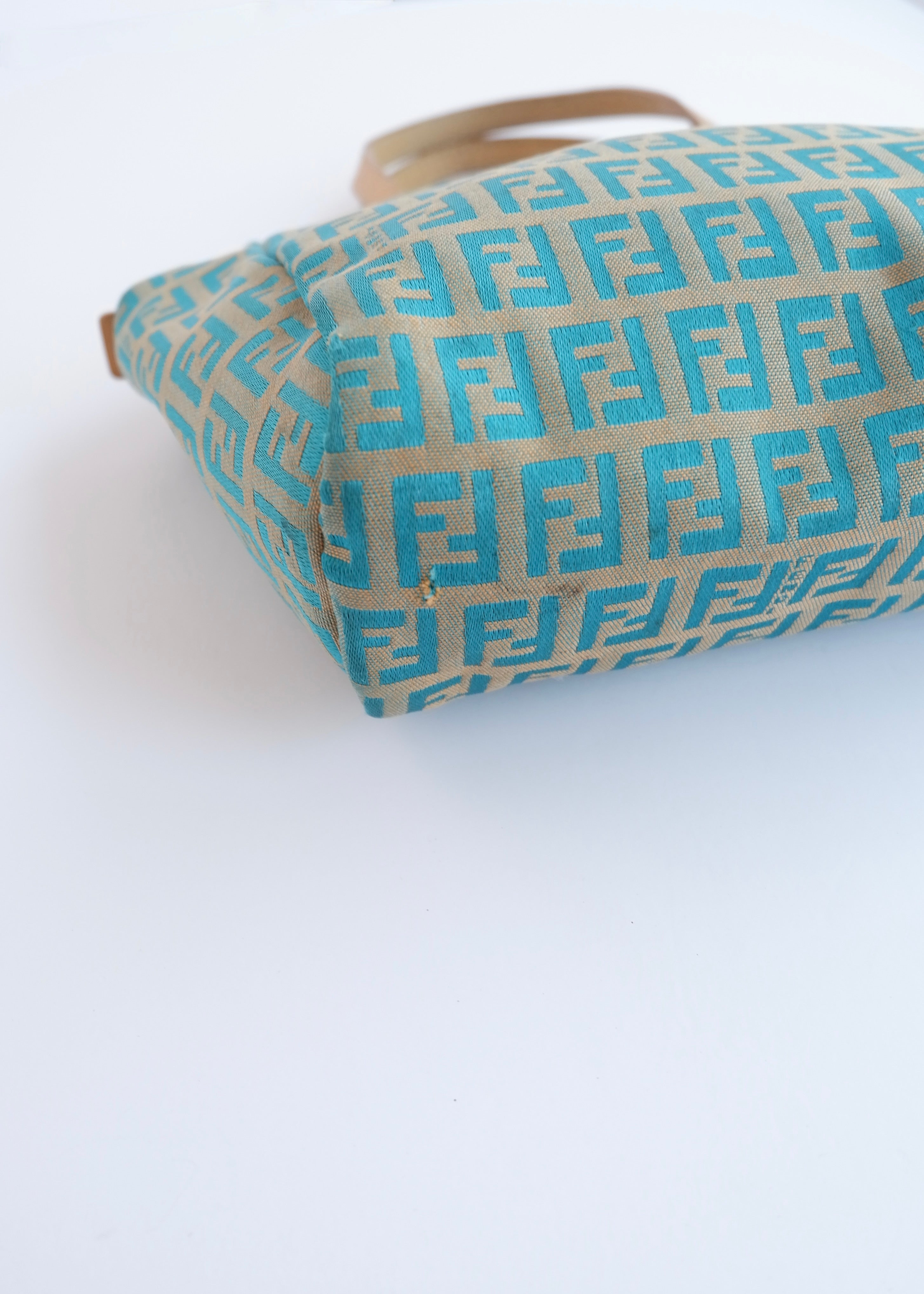 Authentic Preowned Fendi Turquoise Canvas Zucchino Micro Handbag