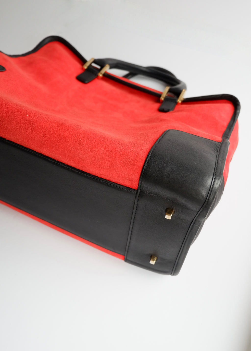Preowned Loewe Red/Black Suede Amazona Handbag
