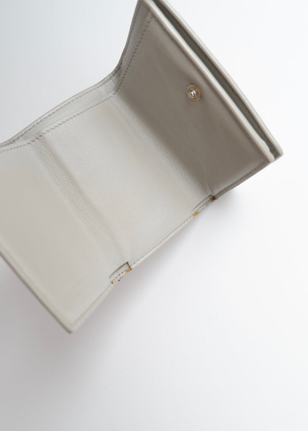 Preowned Saint Laurent Grey Leather Embossed Compact Wallet