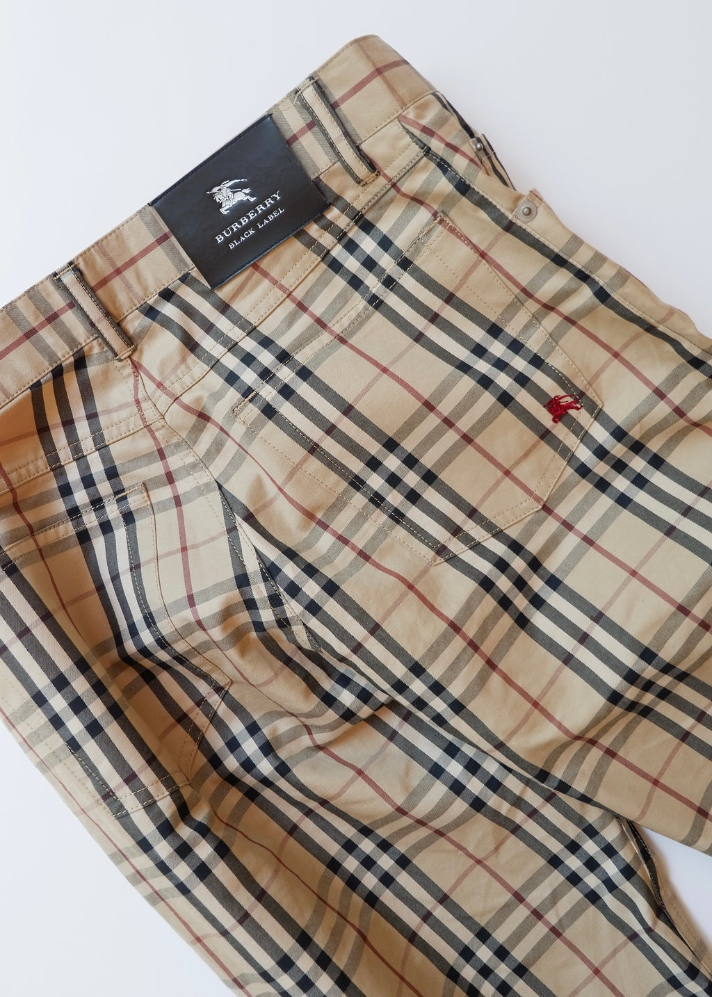 Pantalon droit Burberry à carreaux beige, authentique et d'occasion - S