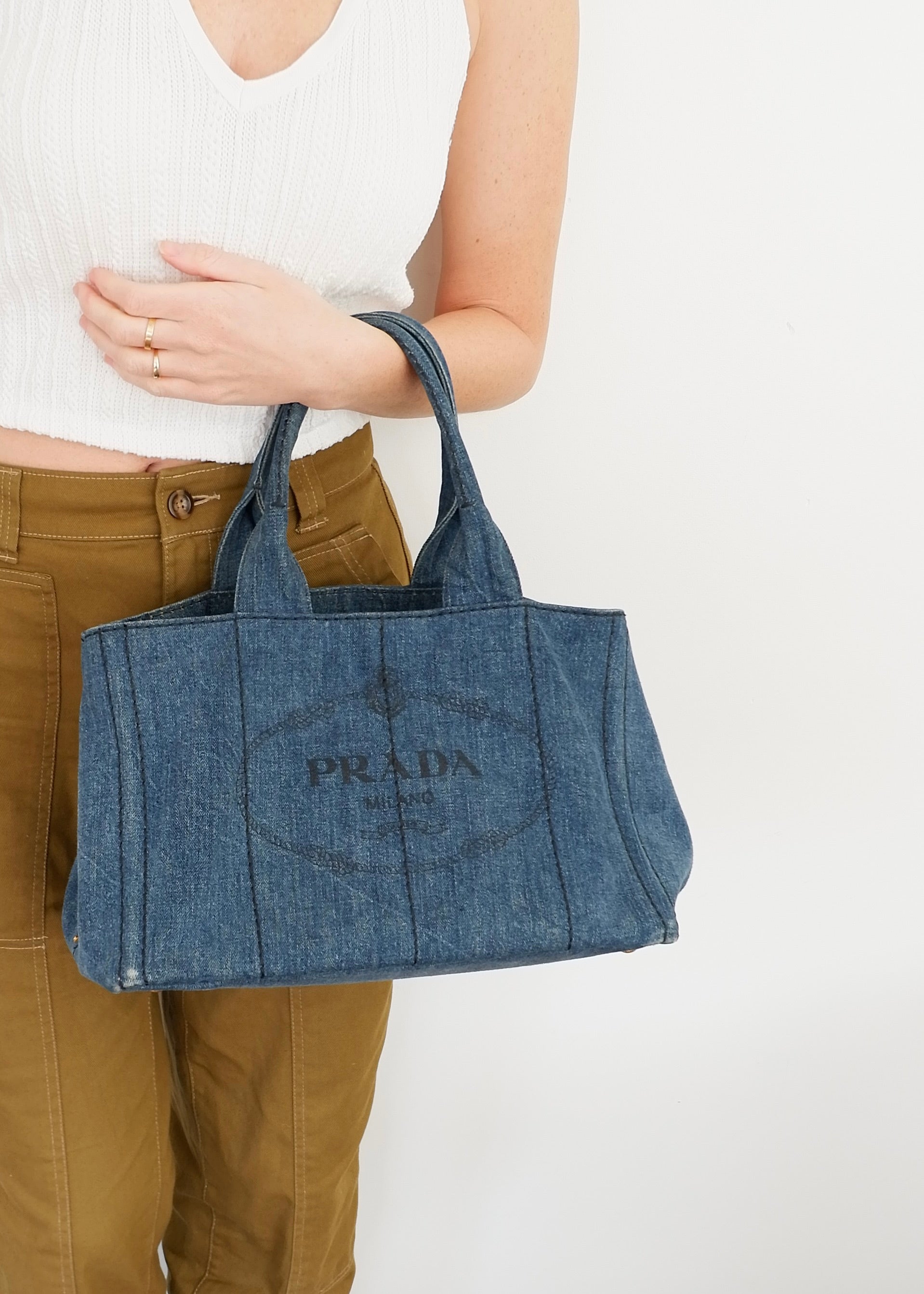 Authentic Preowned Prada Navy Denim Canapa Tote Bag