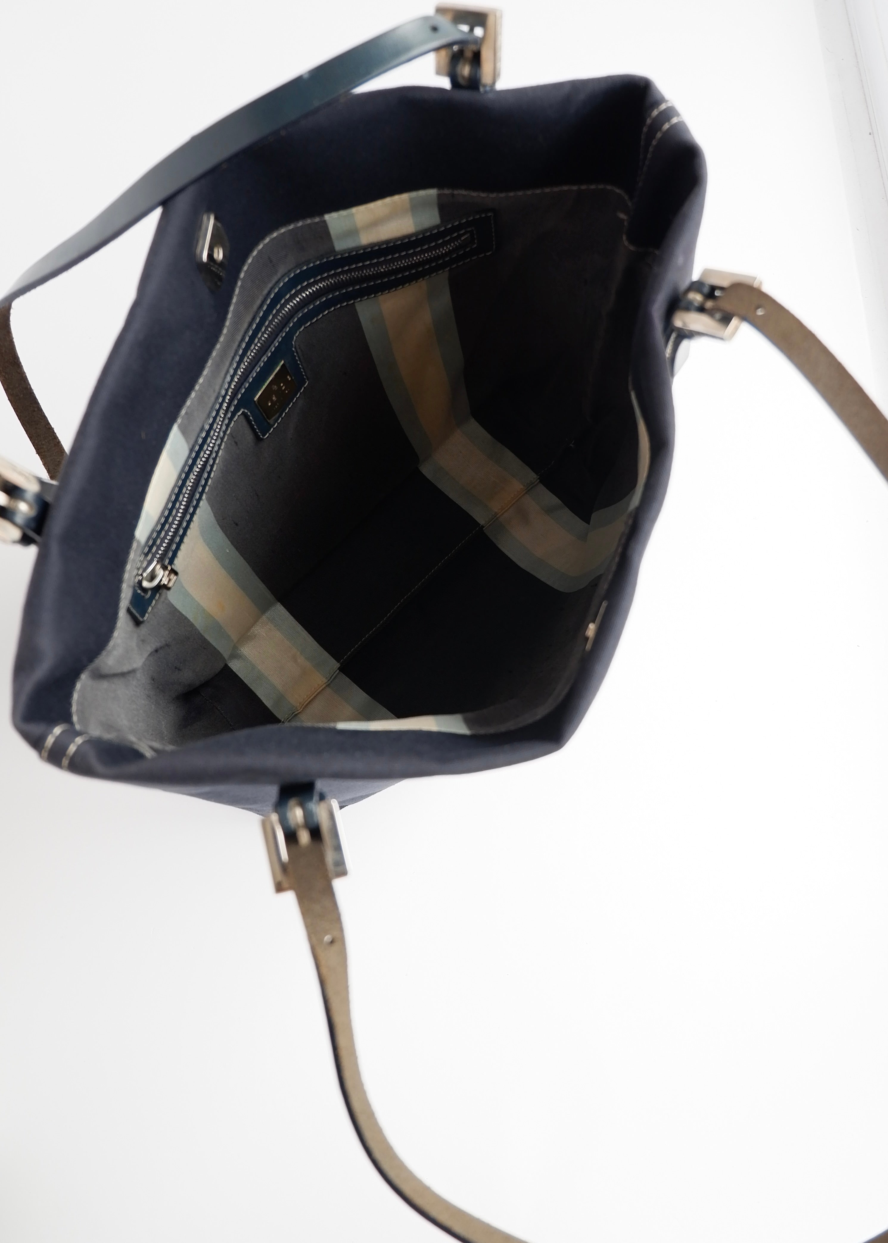 Authentic Preowned Fendi Navy Canvas FF Logo Tote Bag