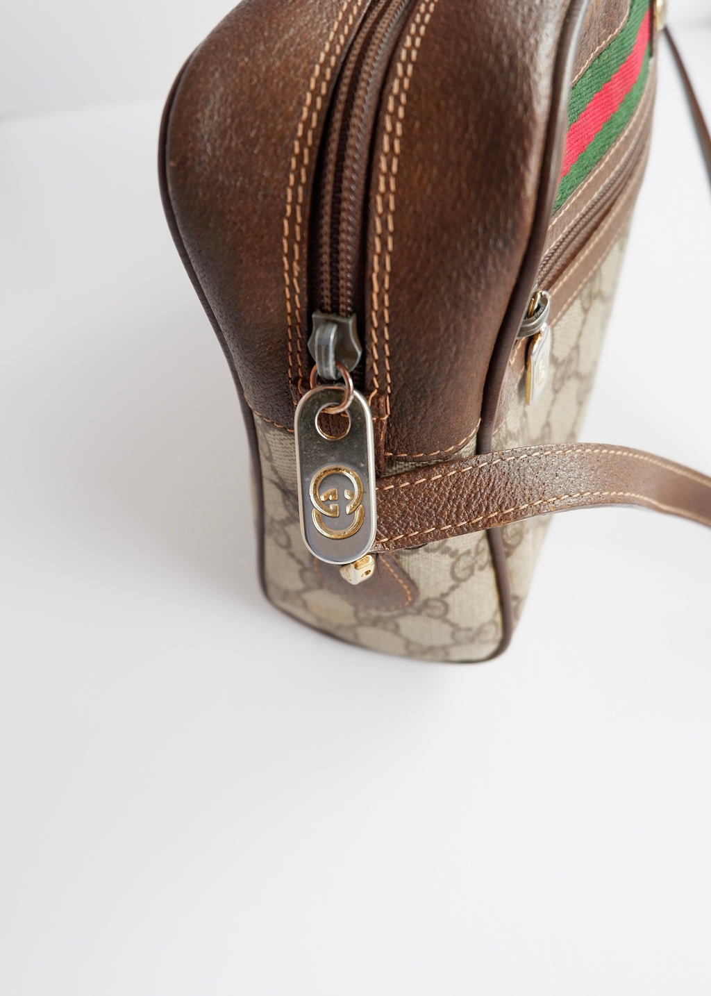 Authentic Preowned Vintage Gucci Brown GG Coated Canvas Crossbody Bag