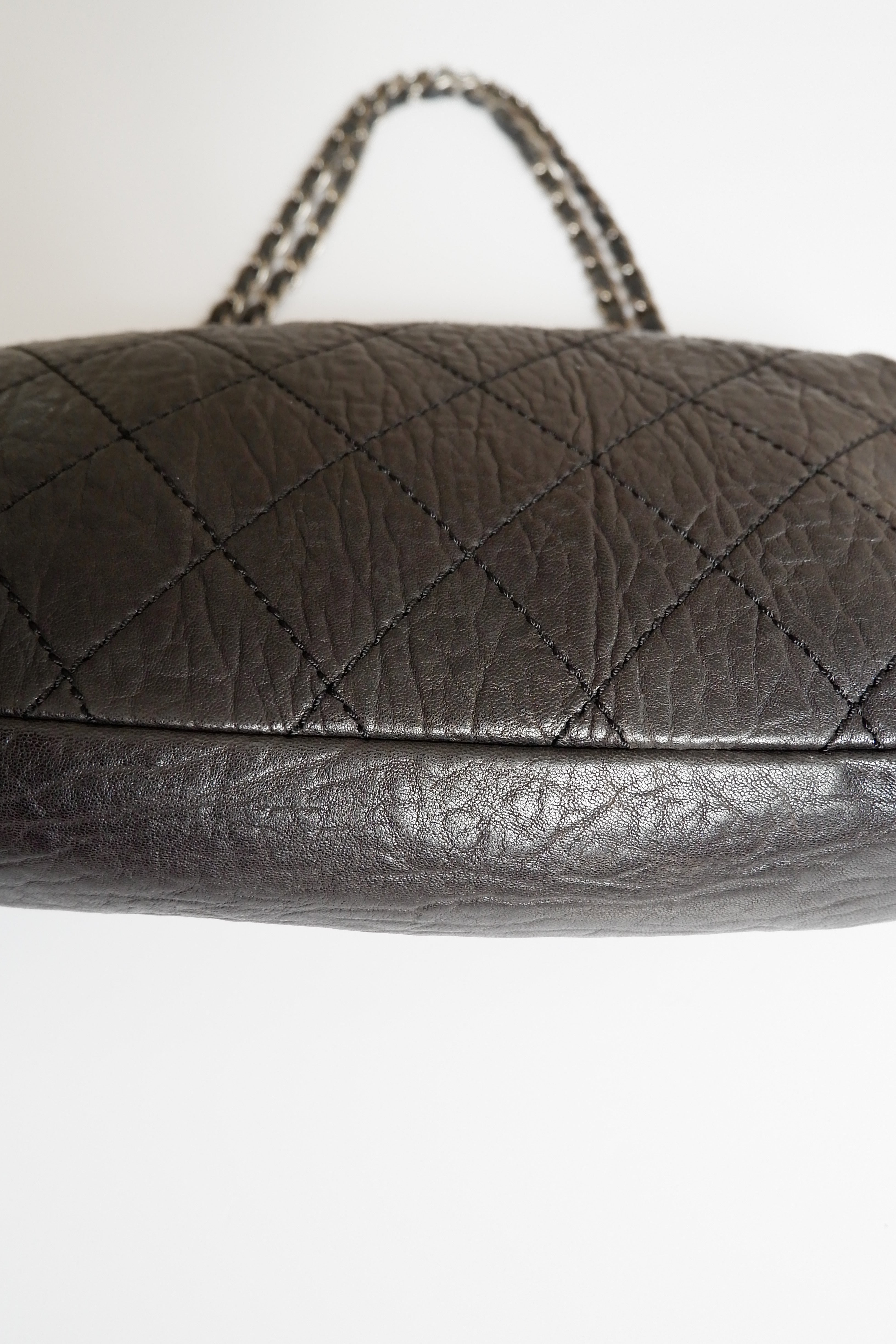 Authentic Preowned Chanel Black Lambskin Elephant Flap Shoulder Bag
