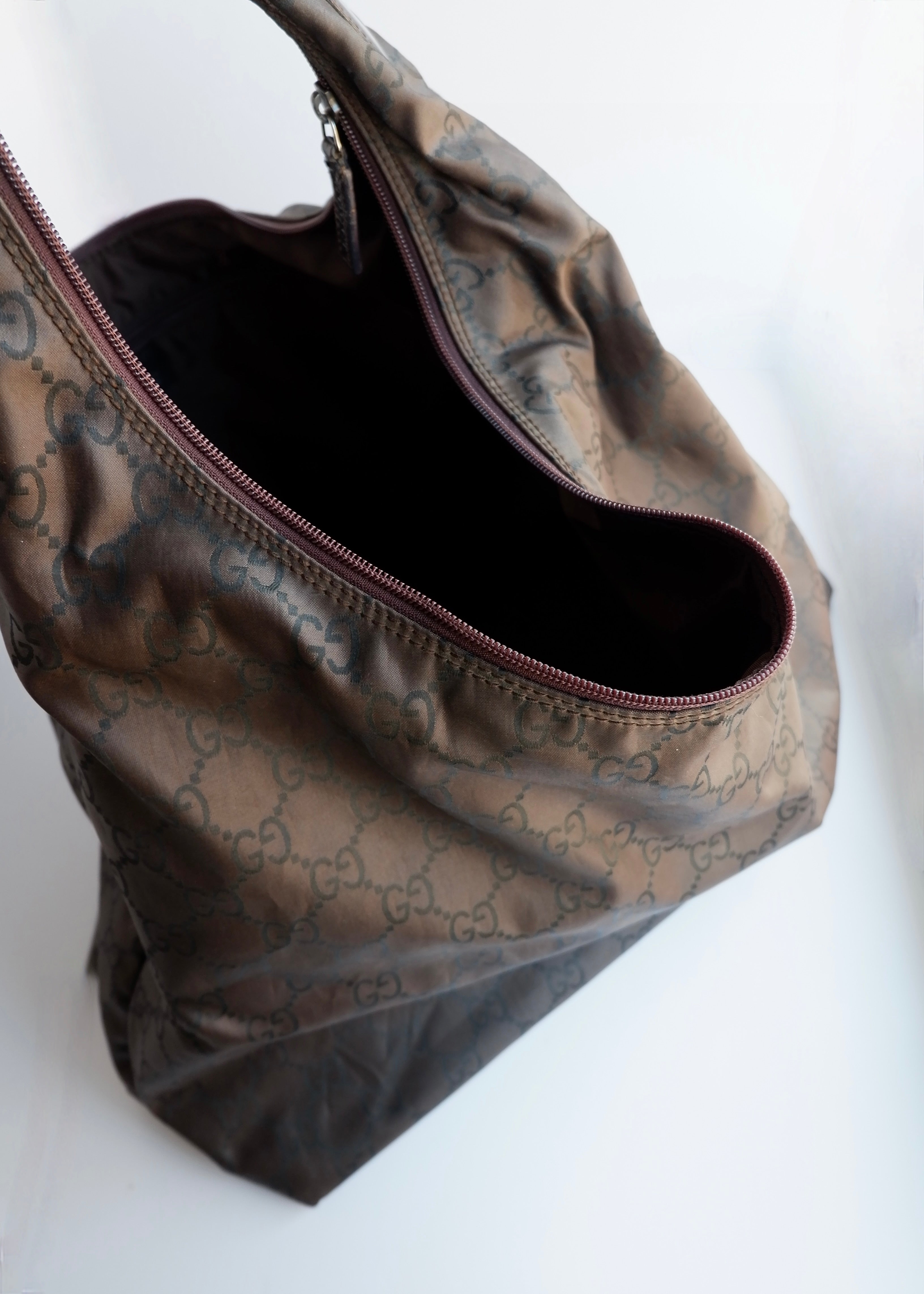 Authentic Preowned Gucci Brown GG Nylon Extra Large Hobo Bag