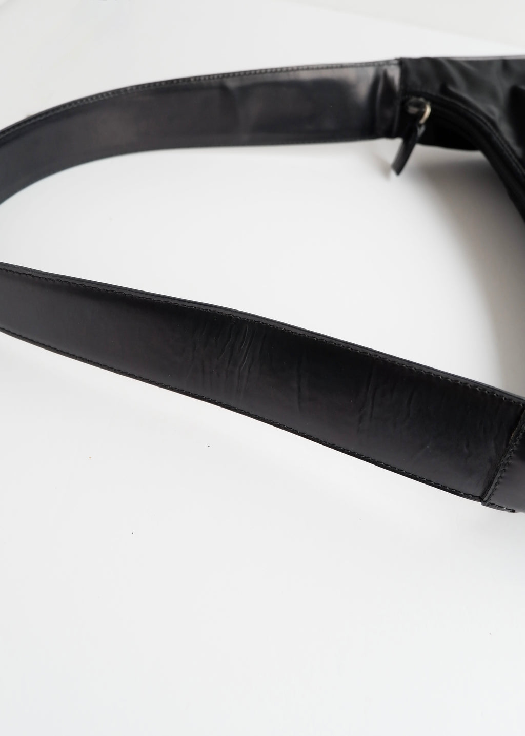 Preowned Prada Black Nylon/ Patent Leather Hobo Shoulder Bag