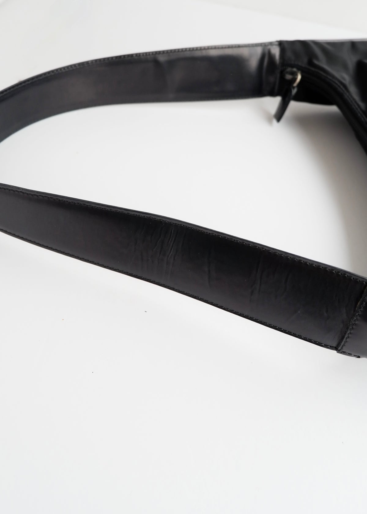 Preowned Prada Black Nylon/ Patent Leather Hobo Shoulder Bag