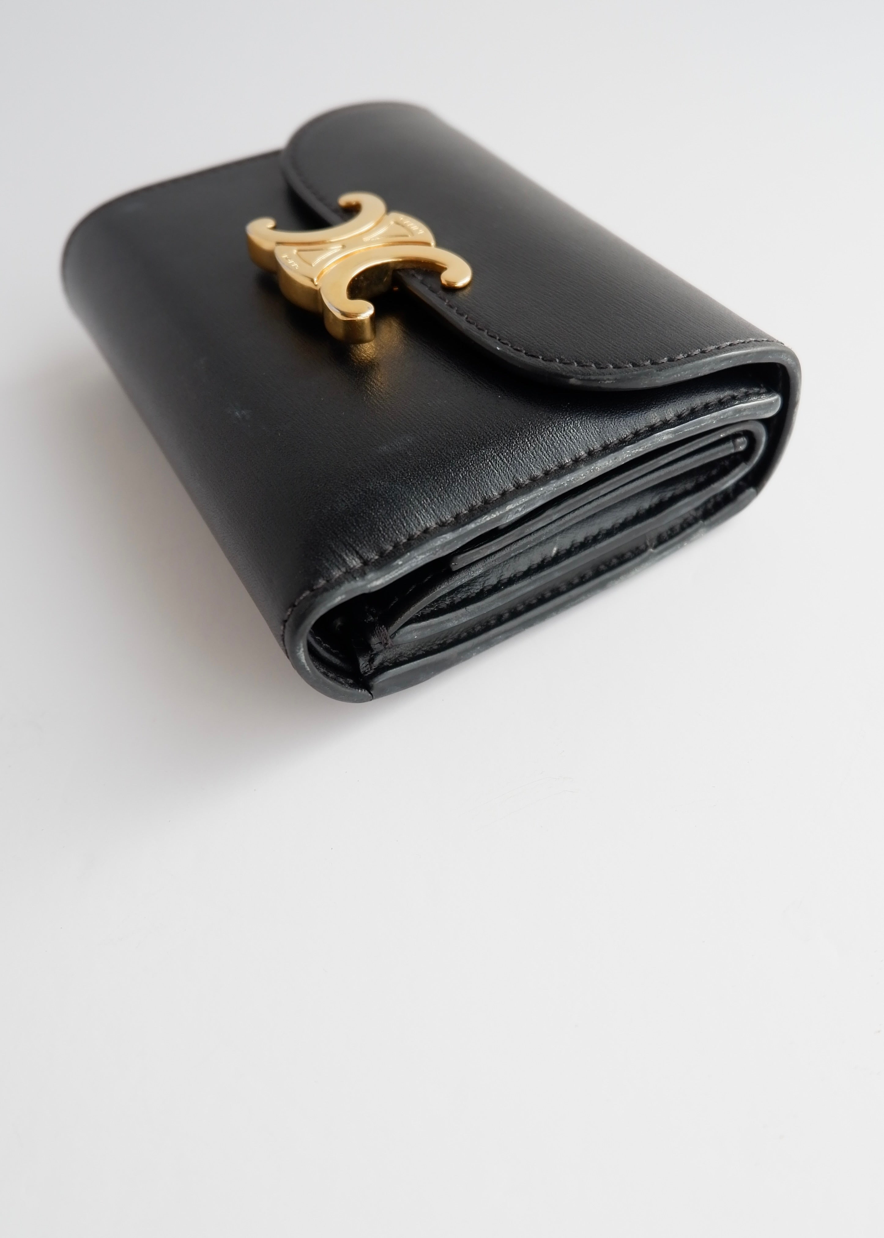 Portefeuille Celine Triomphe noir authentique d'occasion