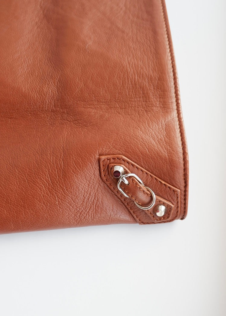Authentique sac cabas Balenciaga City en cuir marron, grande taille