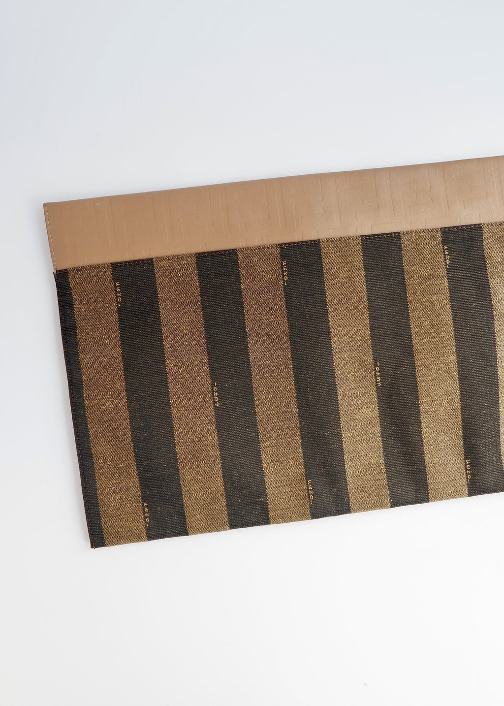 Pochette/Sac à main Fendi Pequin Stripe en toile et cuir marron, d'occasion, authentique