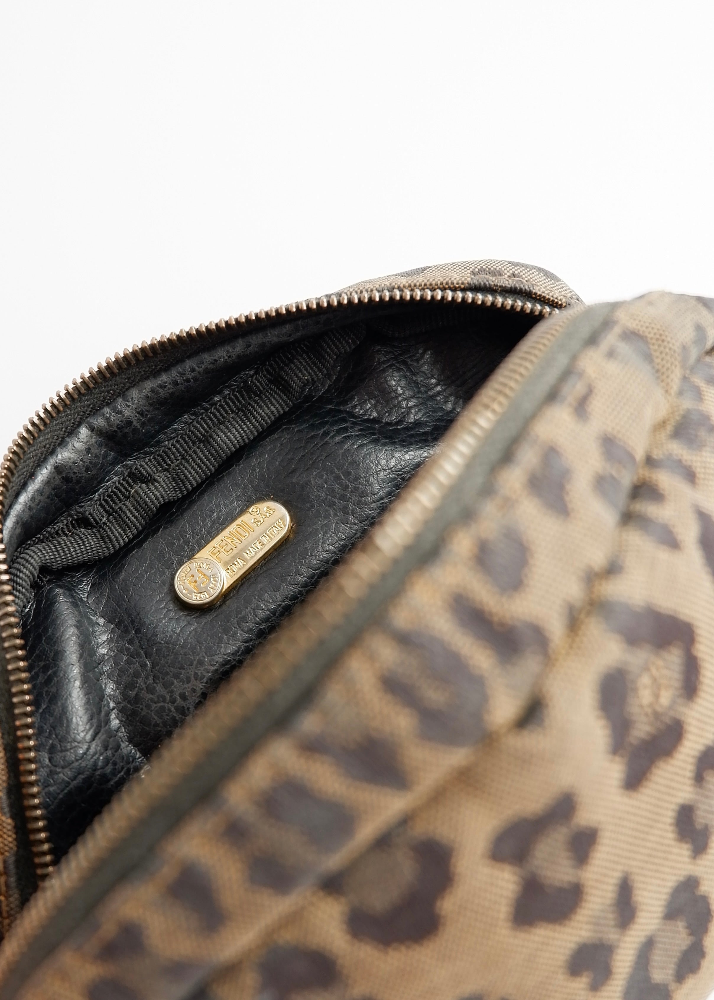 Authentic Preowned Fendi Brown Animal Print Canvas Pouch