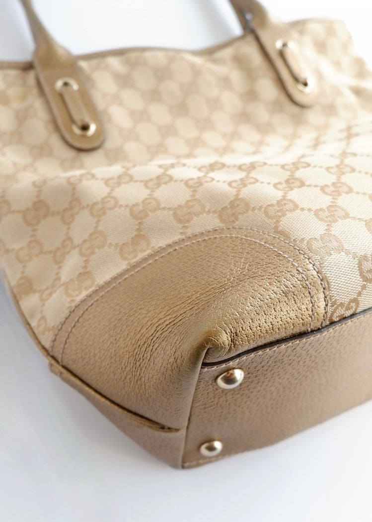Authentic Preowned Gucci Gold GG Canvas Tote Bag