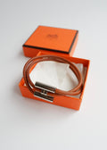Preowned Hermes Brown Leather H Wrap Bracelet