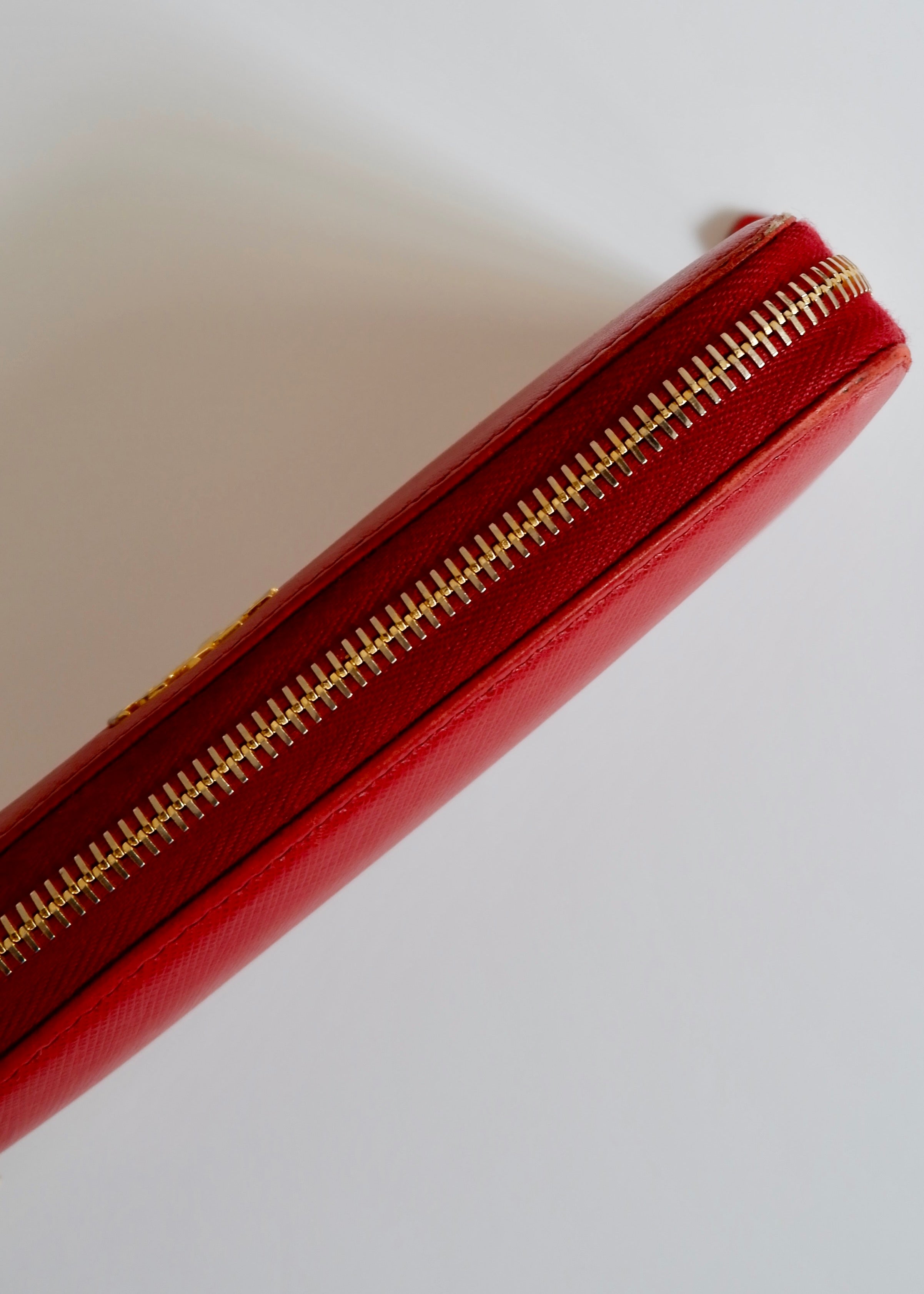 Authentic Preowned Prada Red Saffiano Leather Zip Around Wallet