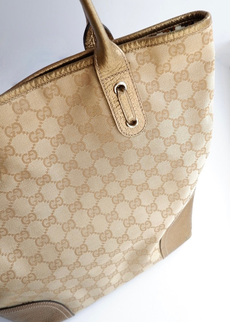 Authentic Preowned Gucci Gold GG Canvas Tote Bag