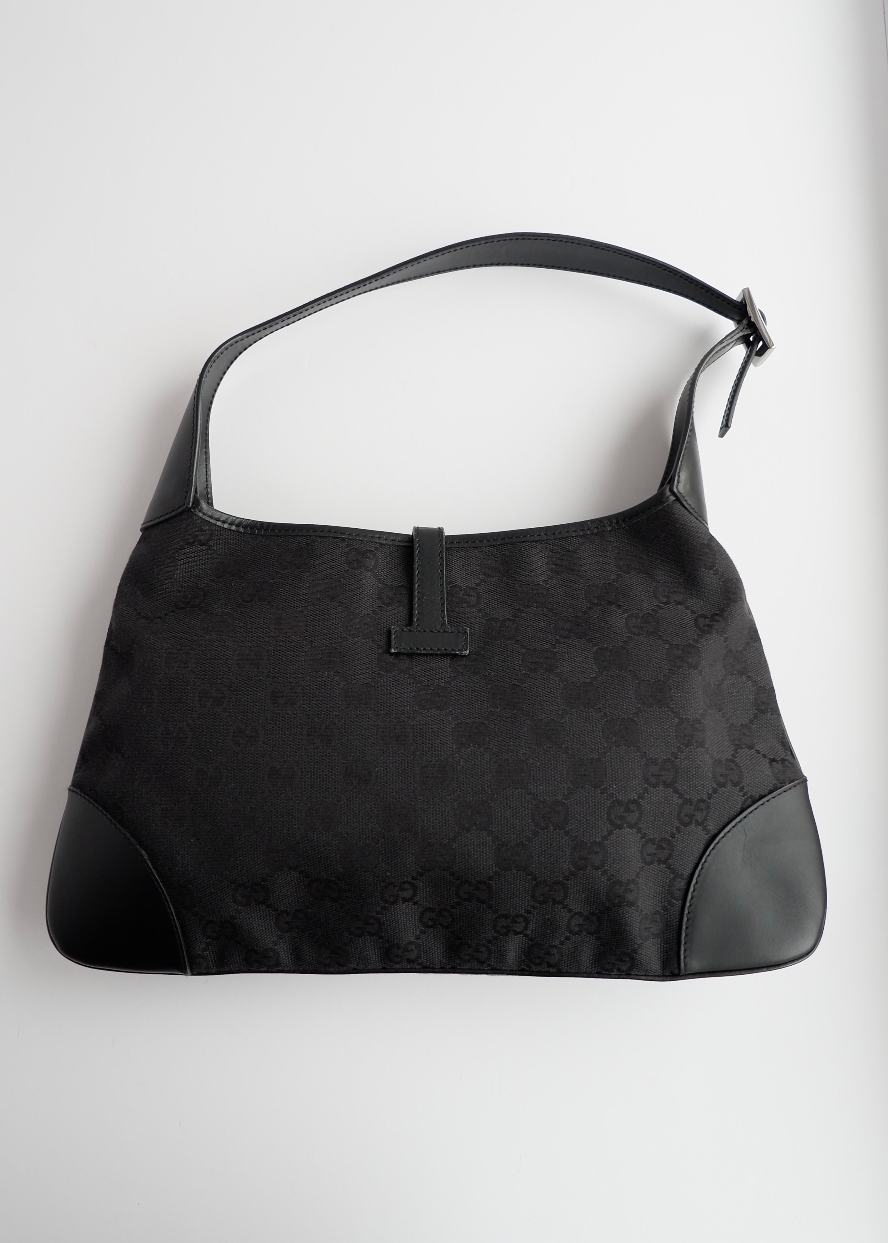 Authentic Preowned Gucci Black GG Canvas Jackie Shoulder Bag