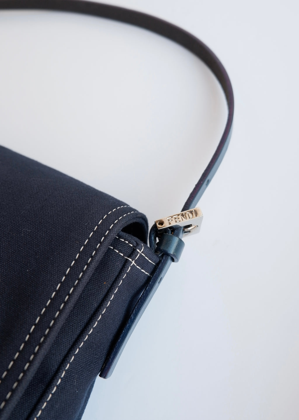 Authentic Preowned Fendi Navy Blue Fabric FF Marble Shoulder Bag