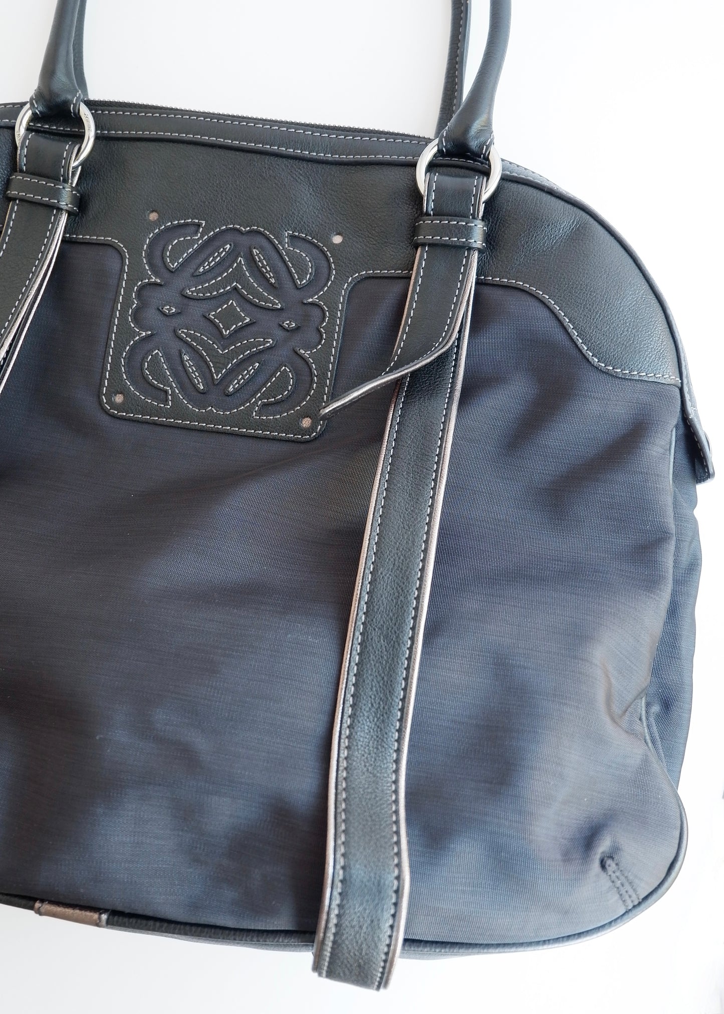 Authentic Preowned Loewe Navy/Black Nylon/Leather Shoulder Tote