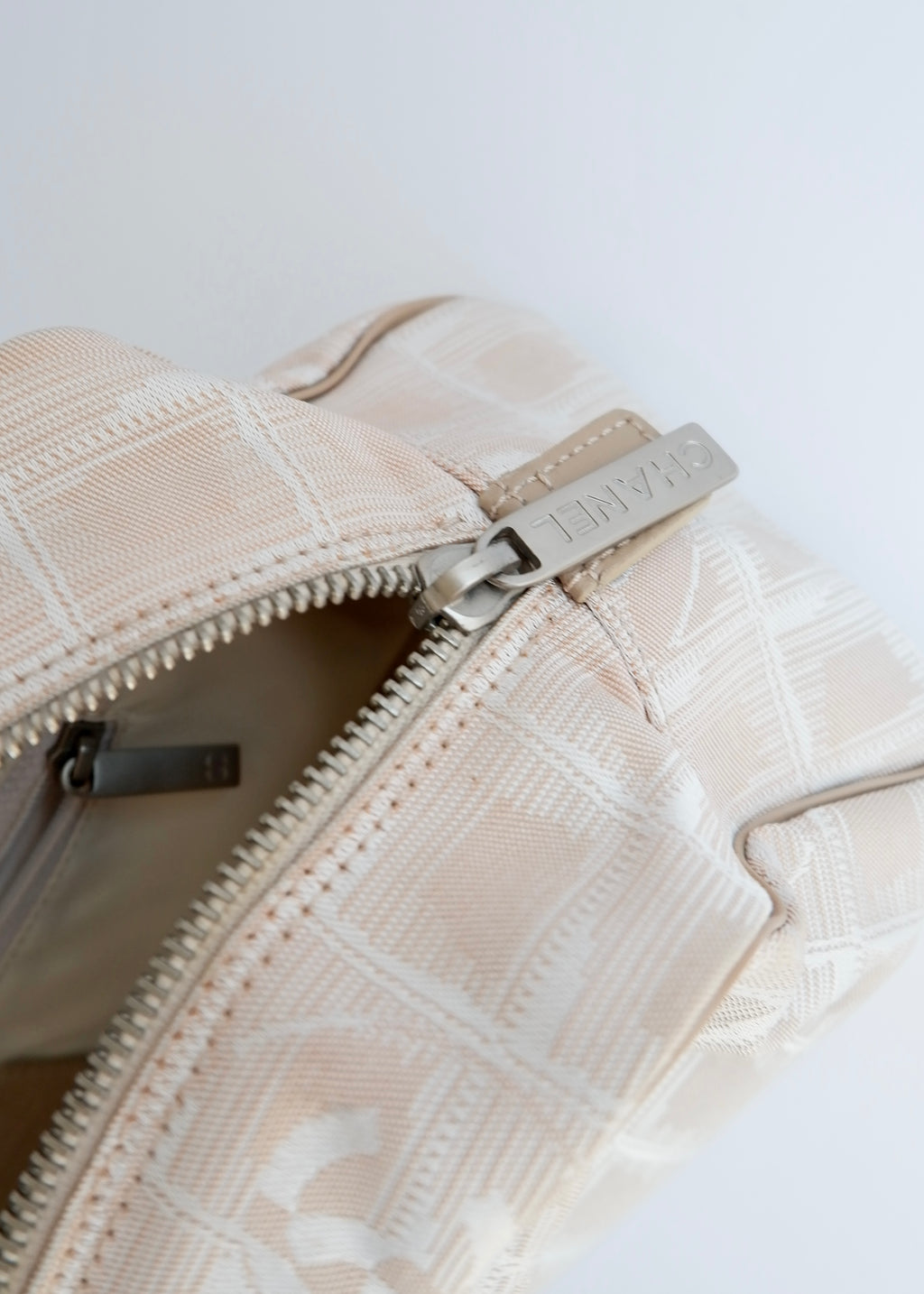 Authentic Preowned Chanel Beige Canvas/Leather New Travel Line Shoulder Bag