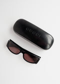 Authentiques lunettes de soleil à monture carrée noire Gucci d'occasion