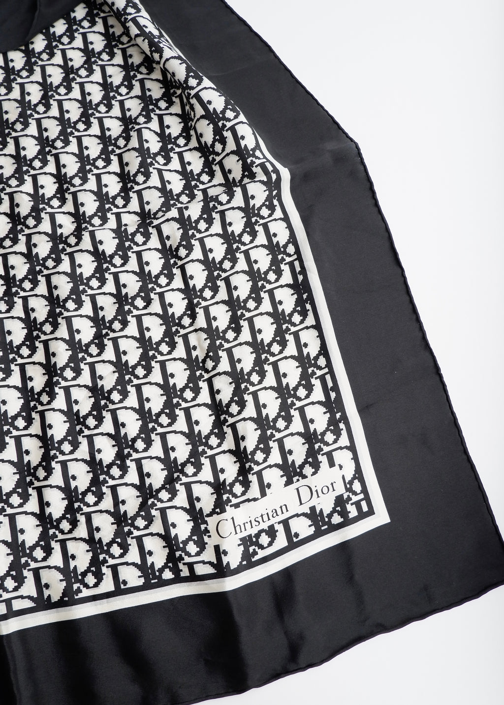 Authentic Preowned Vintage Dior Black/White Trotter Silk Scarf