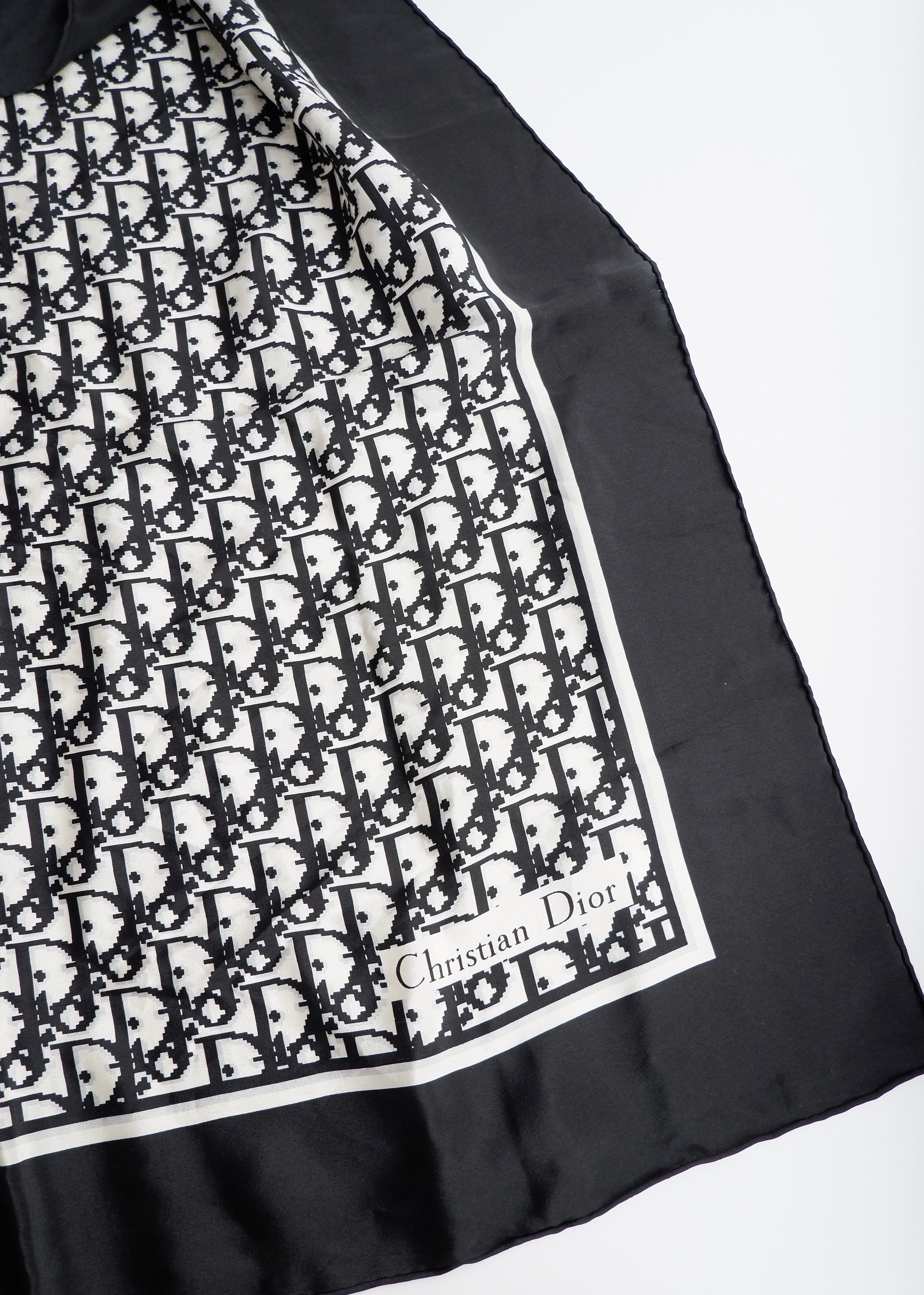 Authentic Preowned Vintage Dior Black/White Trotter Silk Scarf