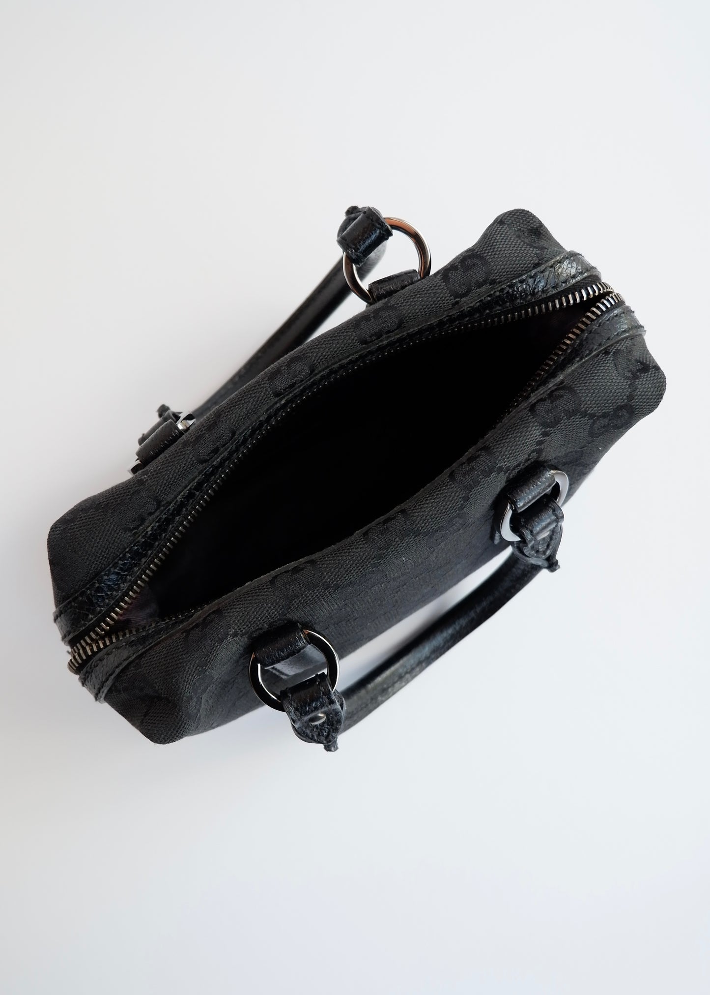 Authentic Preowned Gucci Black GG Canvas Mini Boston Bag