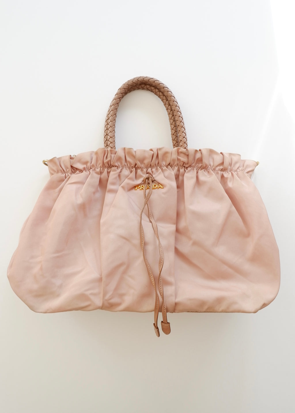 Sac Prada en nylon rose poudré deux en un authentique et d'occasion