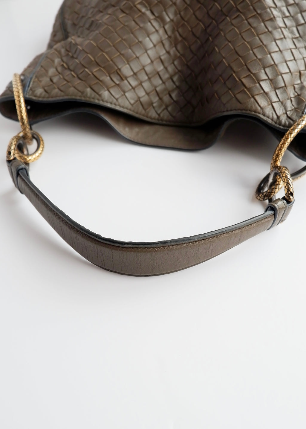 Authentic Preowned Bottega Veneta Intrecciato Khaki Shoulder Bag