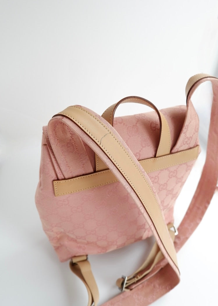 Preowned Vintage Gucci Pink GG Canvas Mini Backpack
