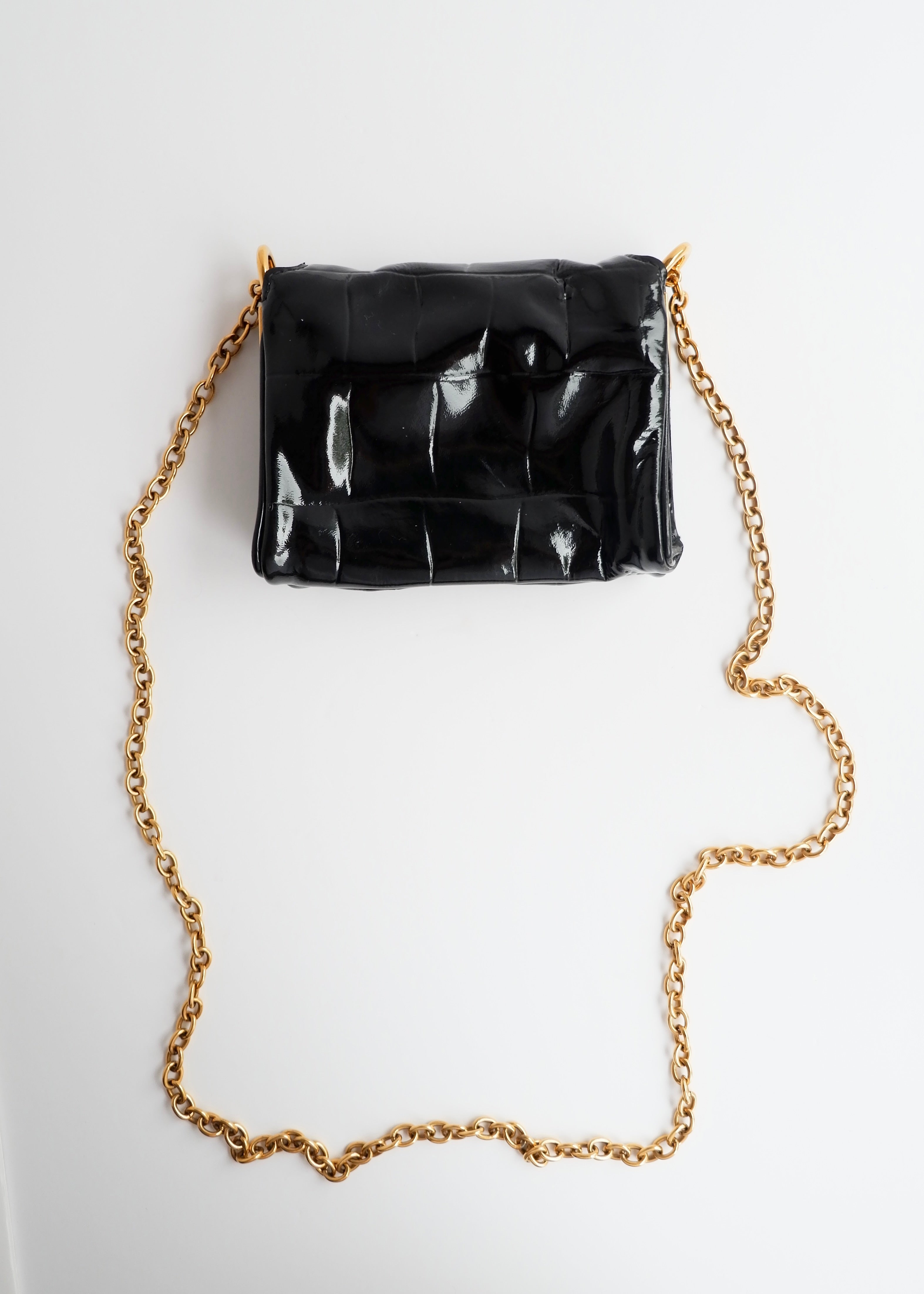 Authentic Preowned Vintage YSL (Yves Saint Laurent) Black Patent Leather Shoulder Bag GHW