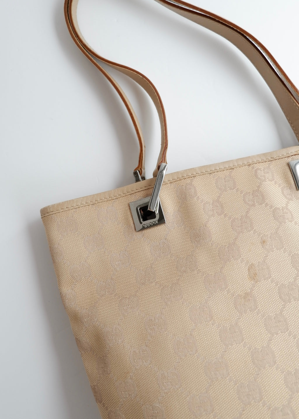 Authentic Preowned Gucci Light Beige GG Canvas Shoulder Tote