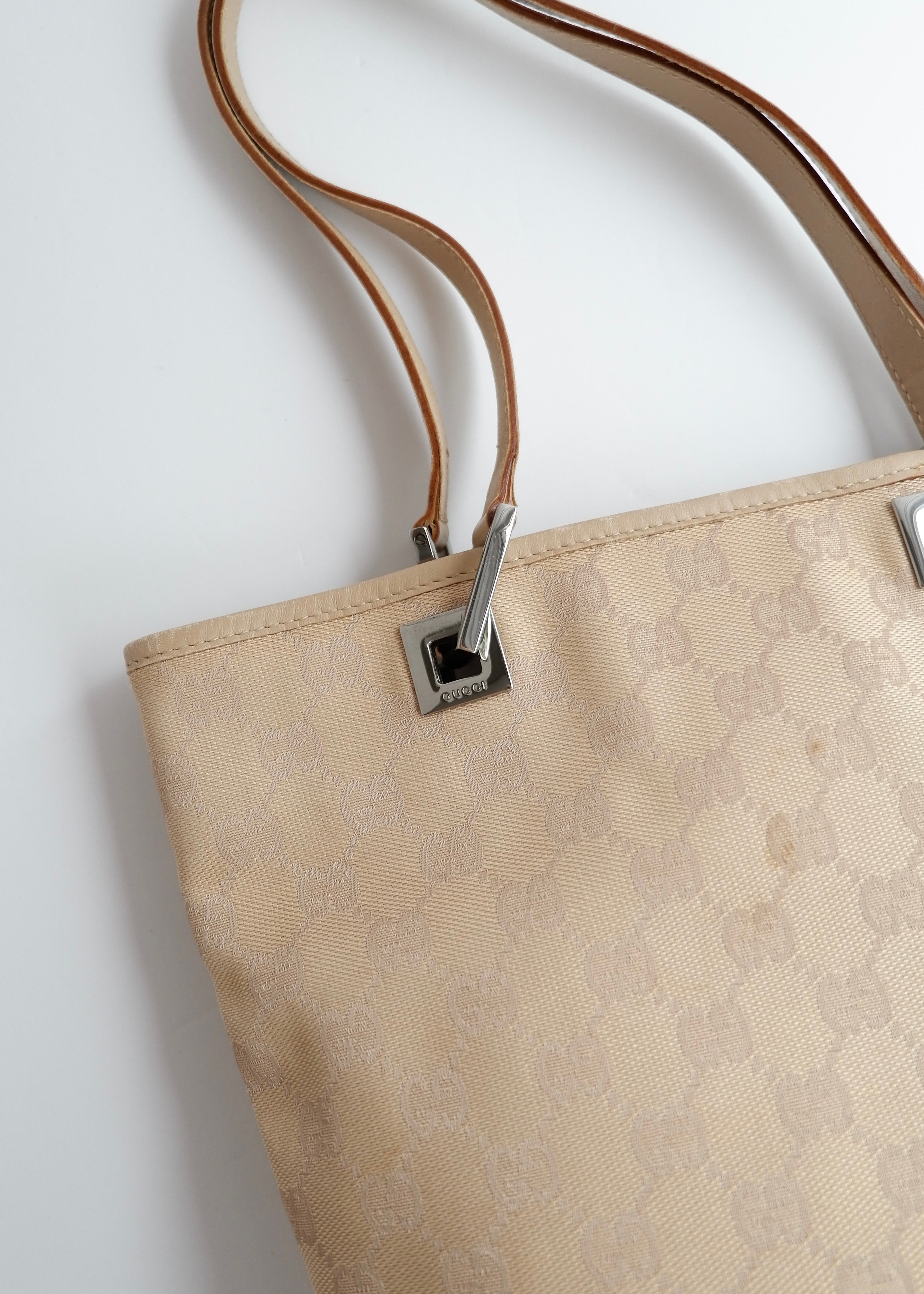 Authentic Preowned Gucci Light Beige GG Canvas Shoulder Tote