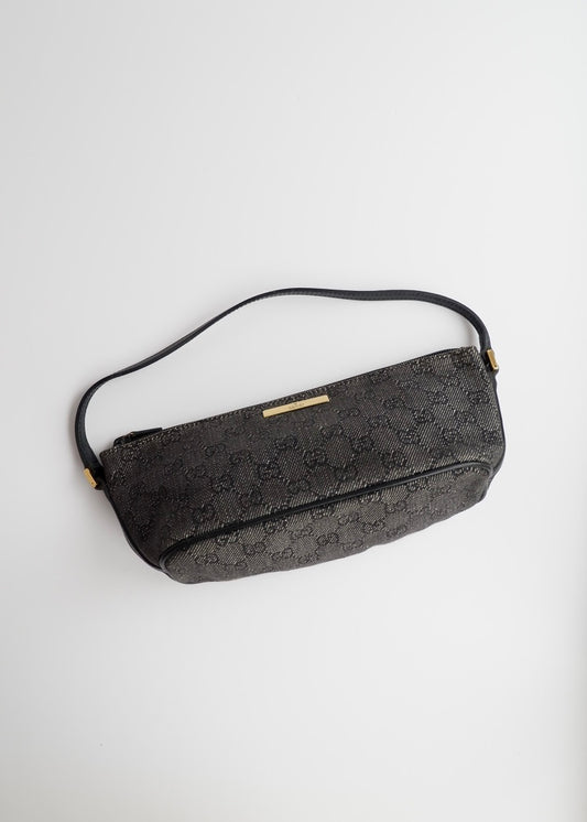Authentic Preowned Gucci Black GG Canvas Boat Pochette