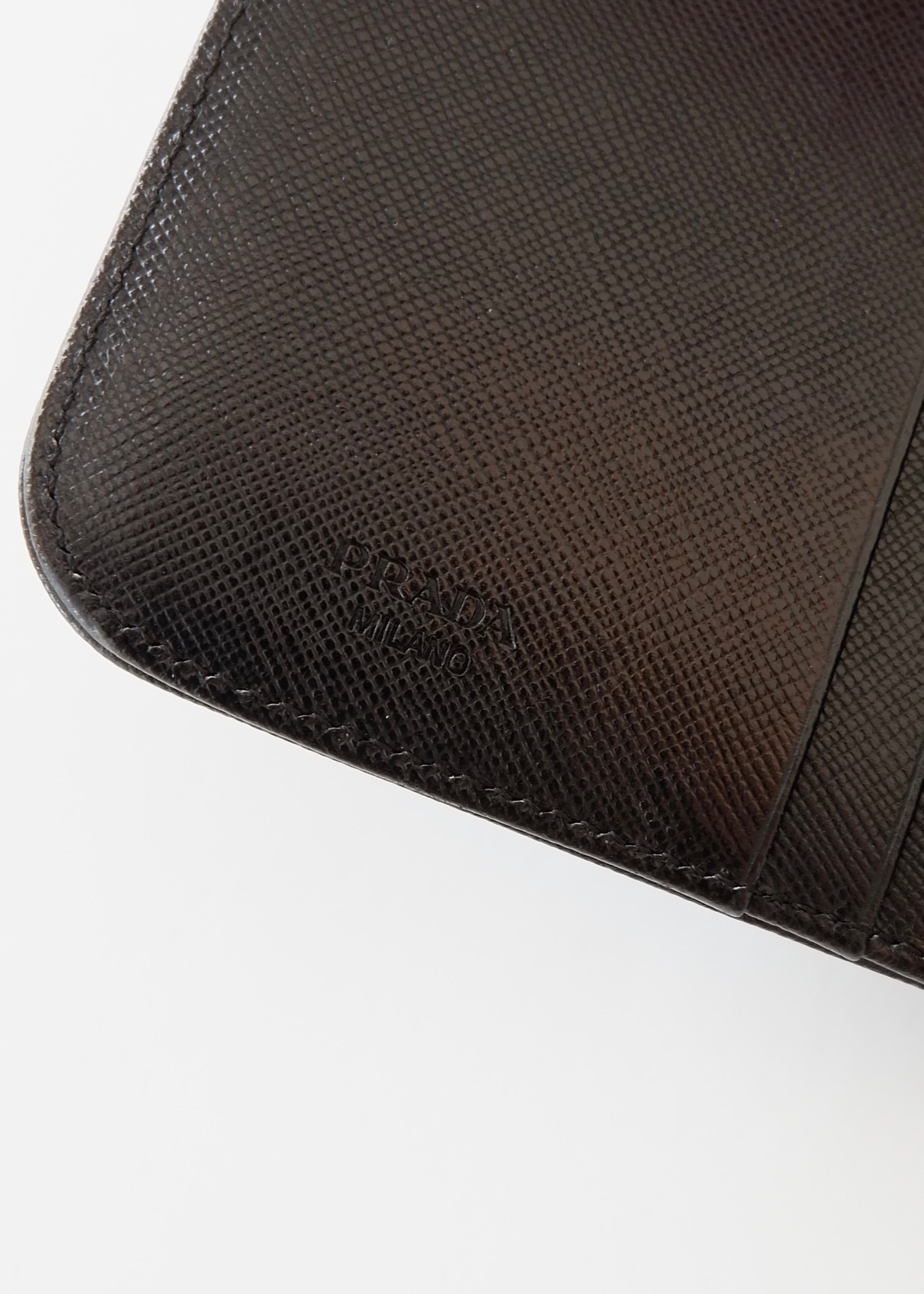 Authentic Preowned Prada Black Saffiano Leather Compact Zip Around Wallet
