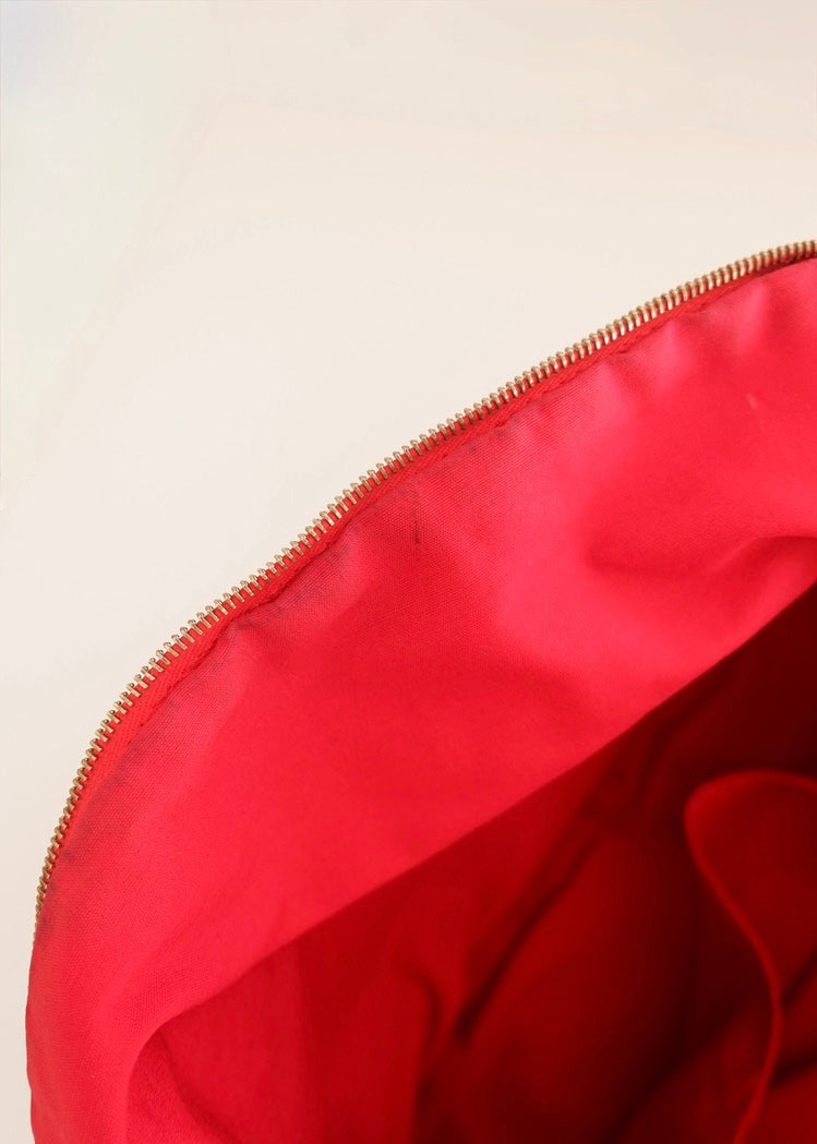 Preowned Hermes Red Canvas Boldie Cosmetic Bag
