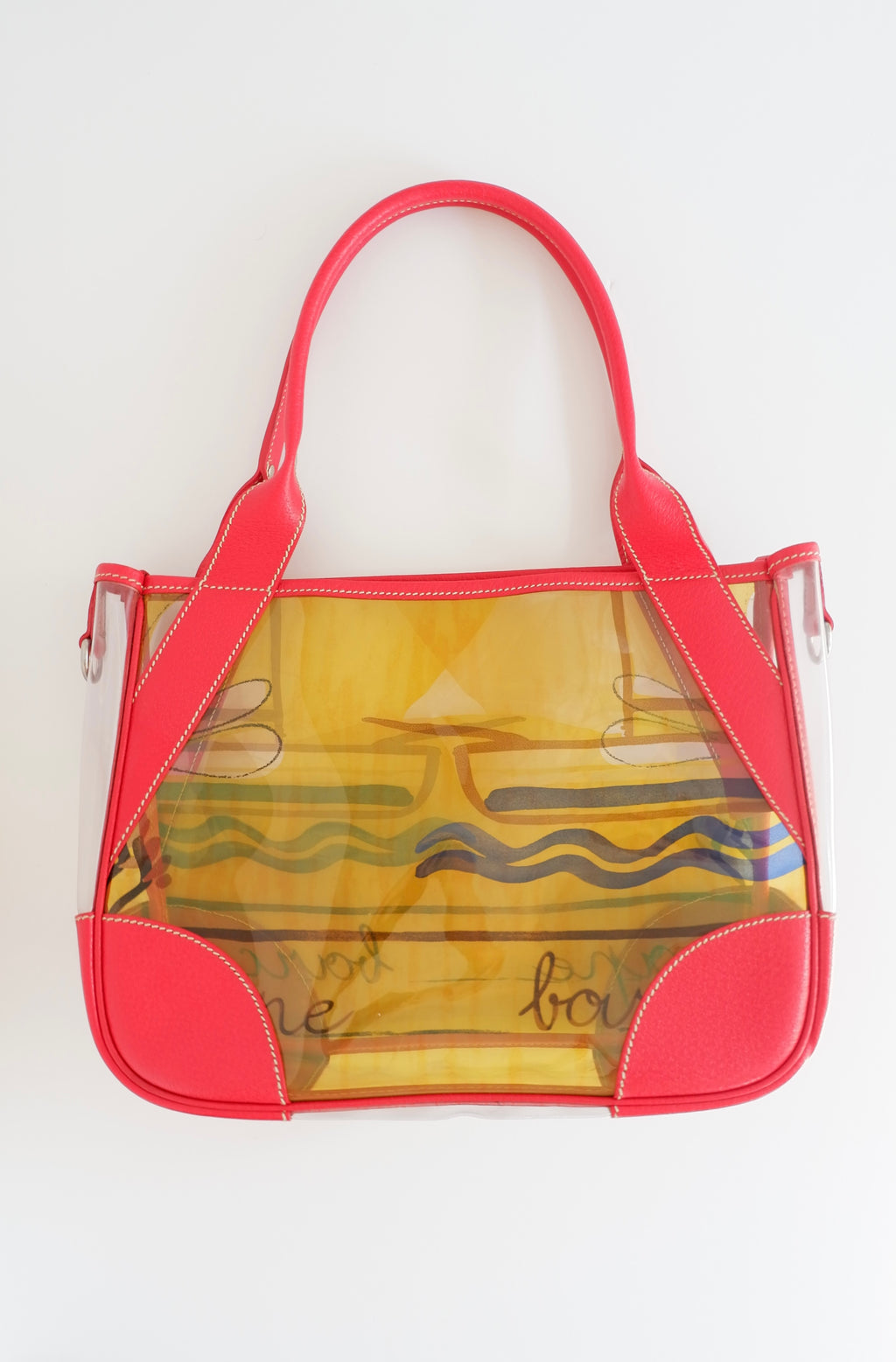 Preowned Prada Red Canvas/ PVC Summer Pattern Tote Bag