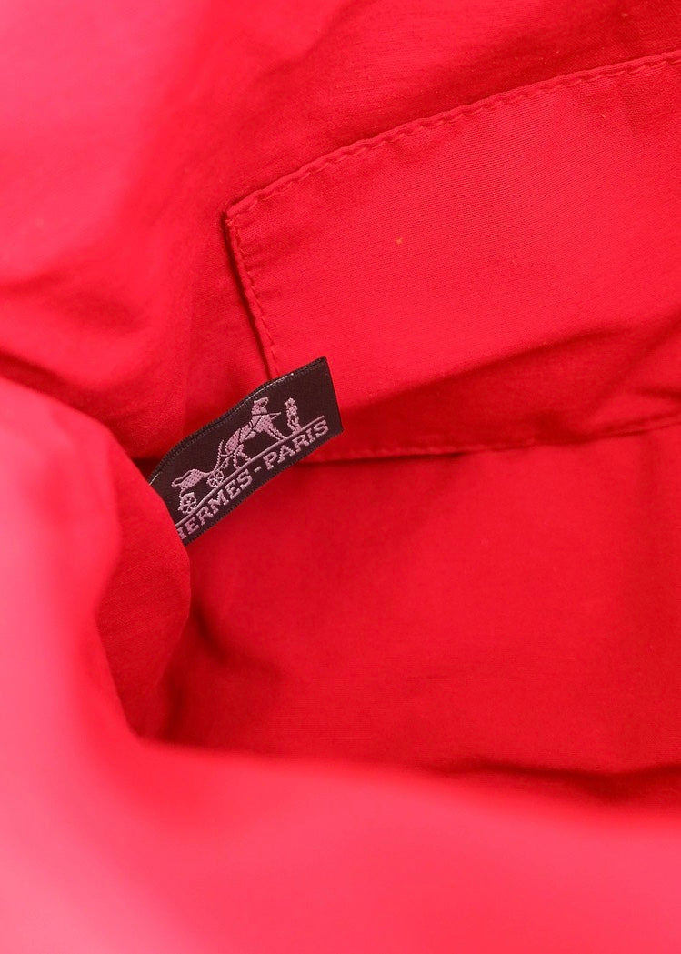 Preowned Hermes Red Canvas Boldie Cosmetic Bag