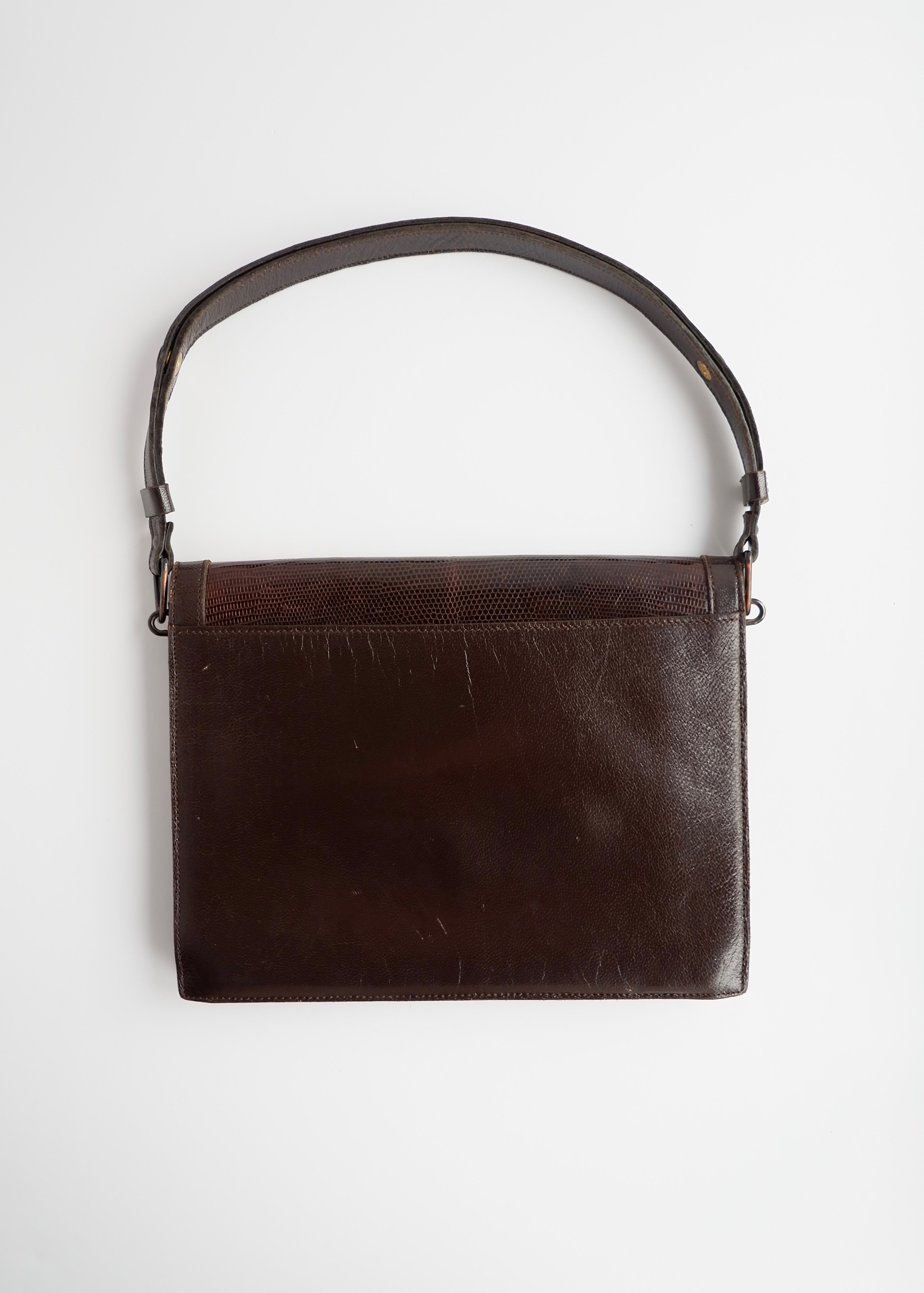 Sac bandoulière YSL vintage authentique en cuir marron d'occasion