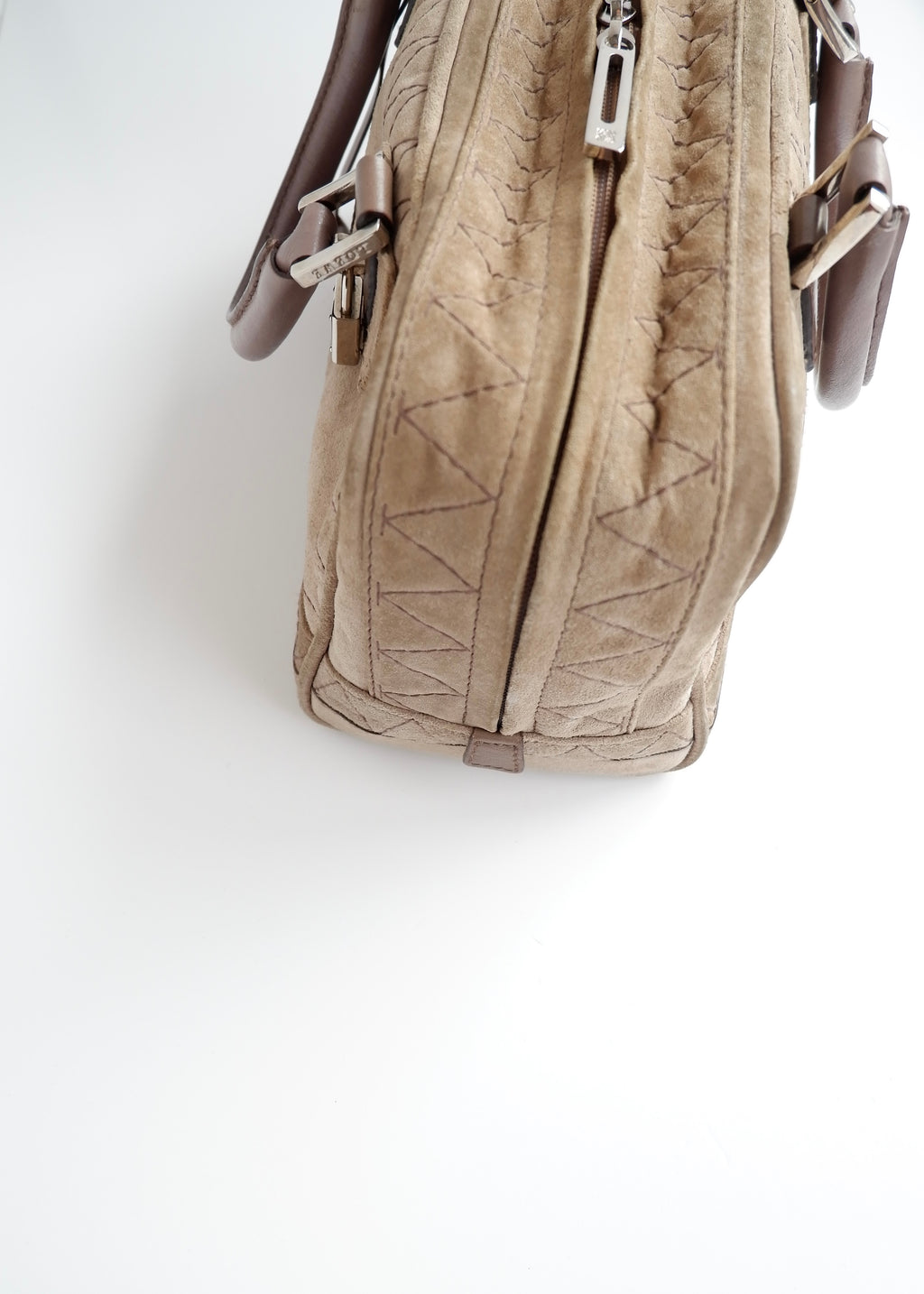 Sac à main Loewe Amazona en daim gris authentique d'occasion