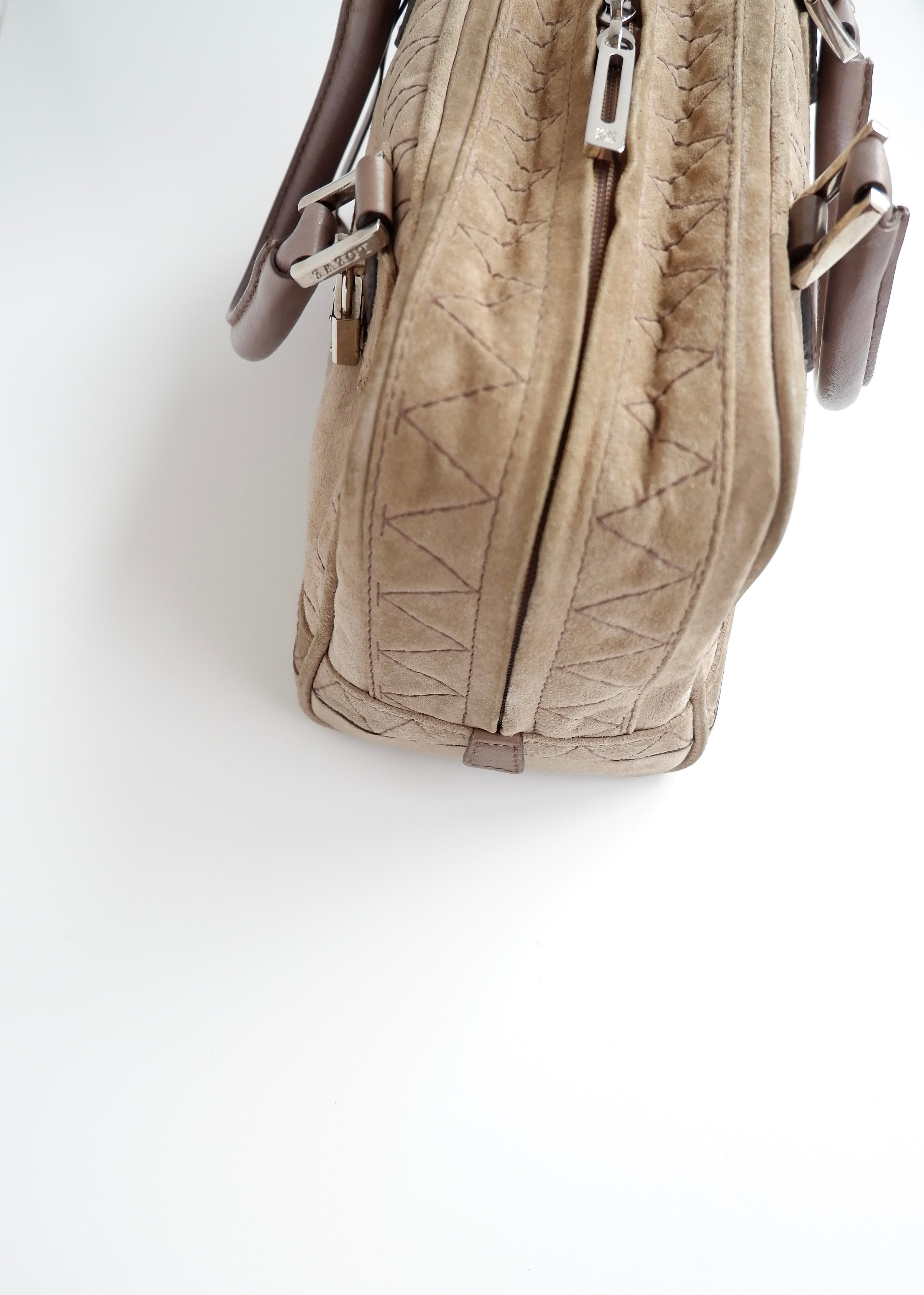 Sac à main Loewe Amazona en daim gris authentique d'occasion